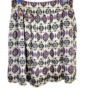 Vintage 90s Satin Mini Skirt Women Medium 8 Geometric A-line Formal Pockets Fall